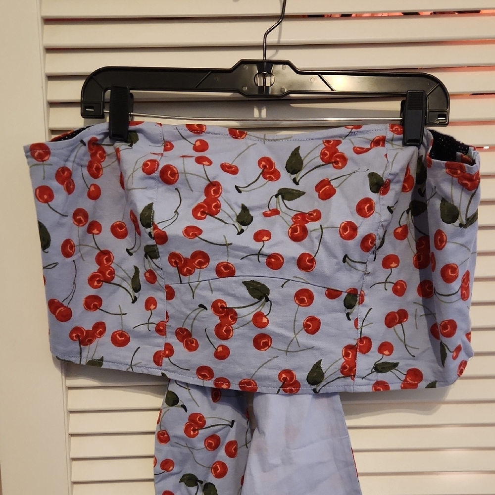 Anthropologie Blue Cherry Print Camisole